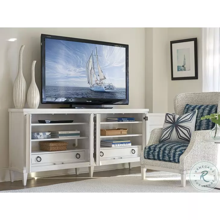 Ocean Breeze Shell White Lantern Bay TV Stand