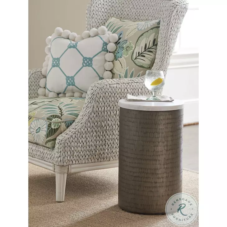 Ocean Breeze Santa Cruz Marble And Aged Pewter Turnberry Round Chairside Table