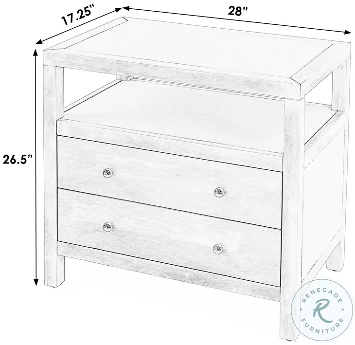 Nora White 2 Drawer Wide Nightstand