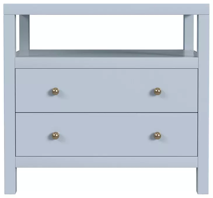 Nora Light Blue 2 Drawer Wide Open Nightstand