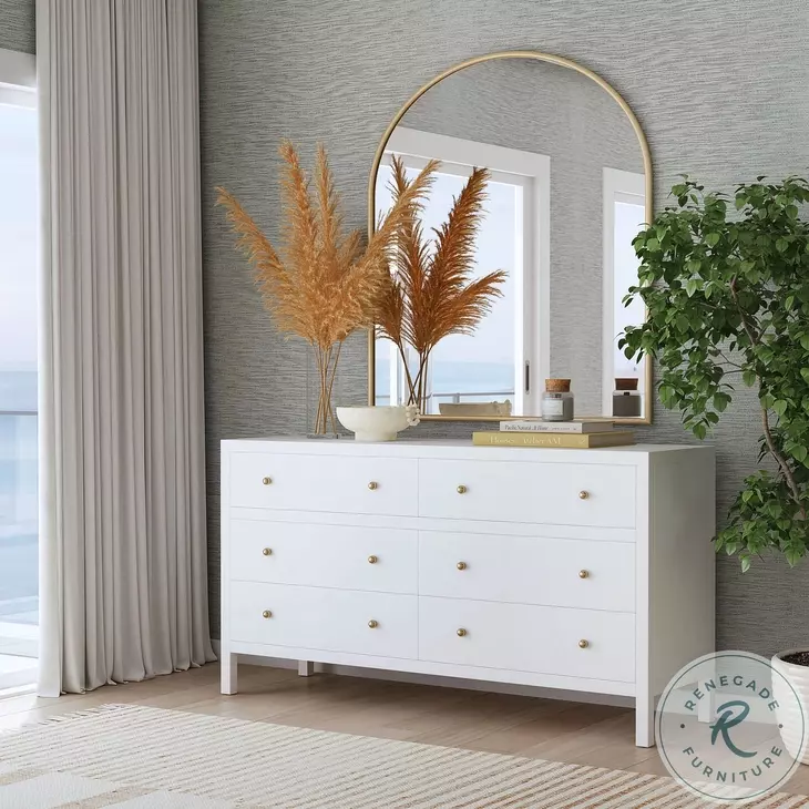 Nora Smooth White 6 Drawer Dresser