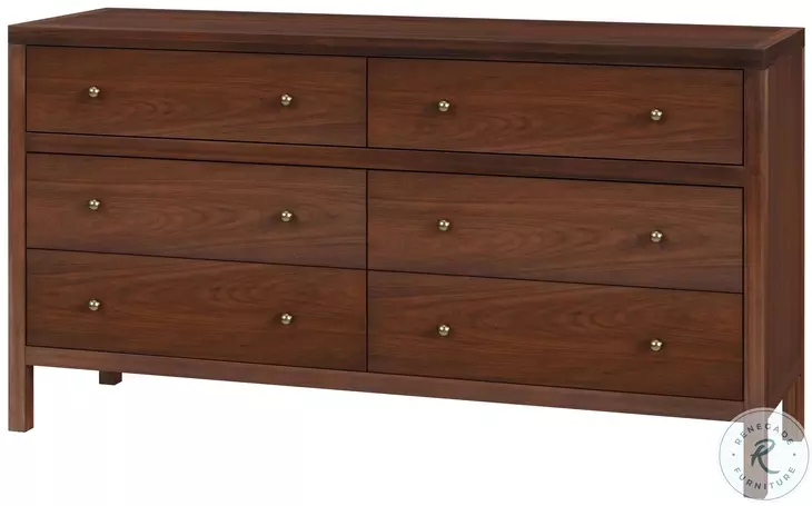 Nora Walnut 6 Drawer Dresser