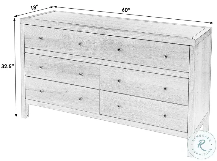 Nora Walnut 6 Drawer Dresser