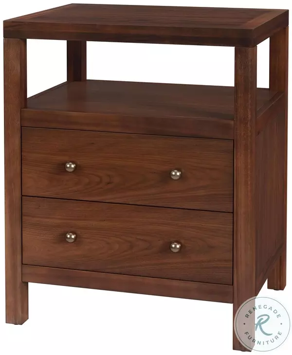 Nora Walnut 2 Drawer Nightstand