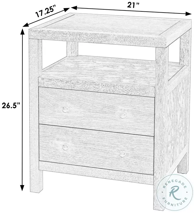 Nora Walnut 2 Drawer Nightstand