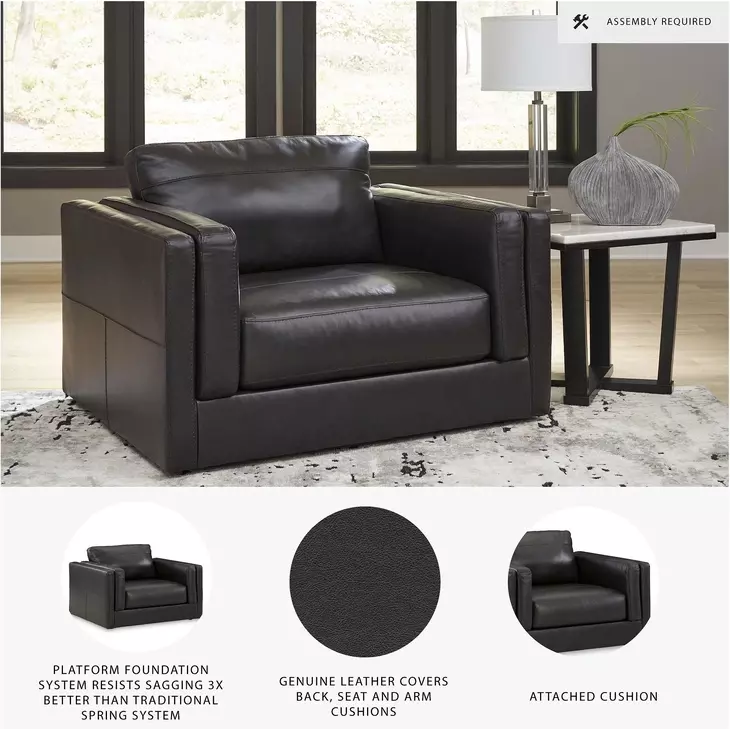 Amiata Onyx Leather Chair And A Half