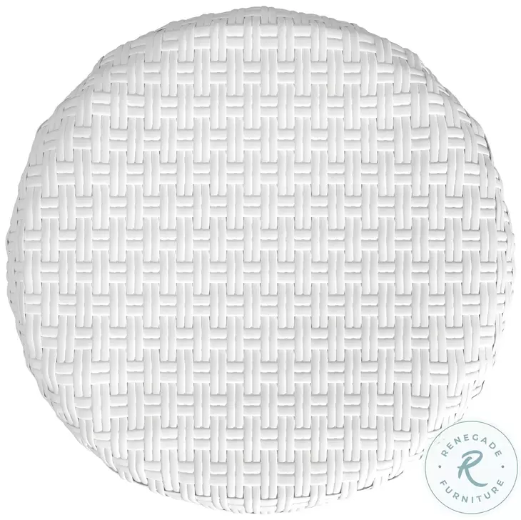 Tobias Glossy White Rattan Stool