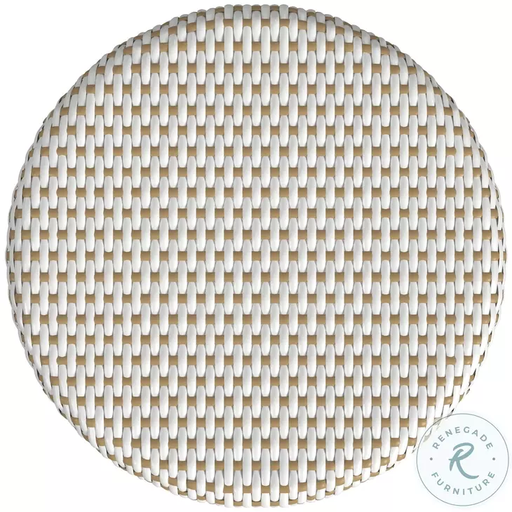 Tobias White And Tan Dot Rattan Stool