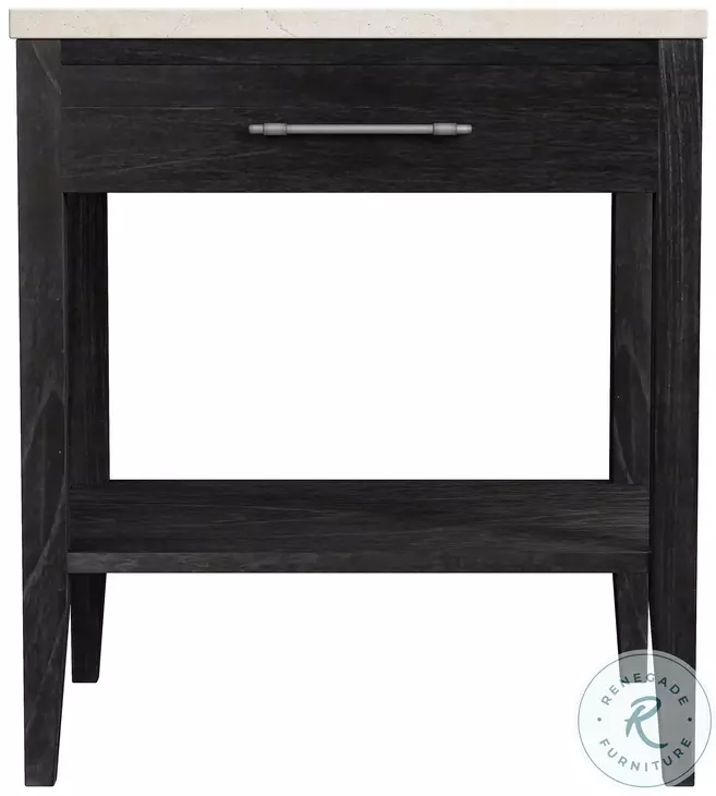Mayfair Washed Black And Beige Marble 1 Drawer Nightstand