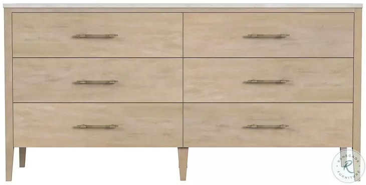 Mayfair Light Brown And Beige Marble 6 Drawer Dresser