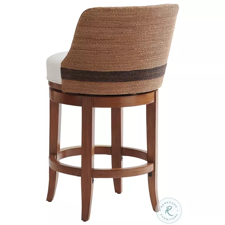 Palm Desert Crisp Winter White Kipton Performance Fabric Swivel Counter Height Stool