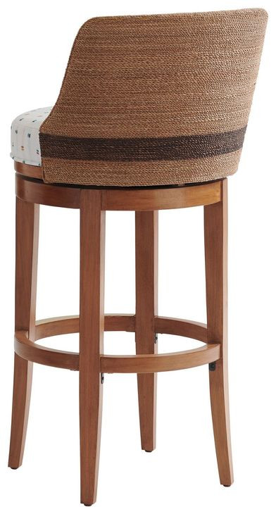 Palm Desert Kipton White and Blue Upholstered Bar Stool