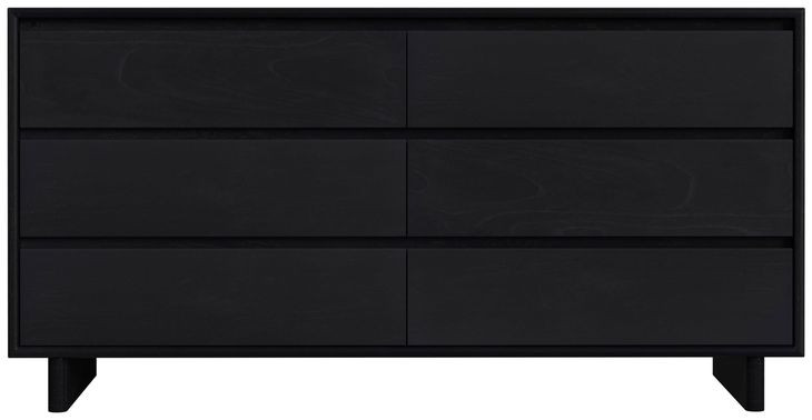 Halmstad Black 62" Panel 6 Drawer Dresser