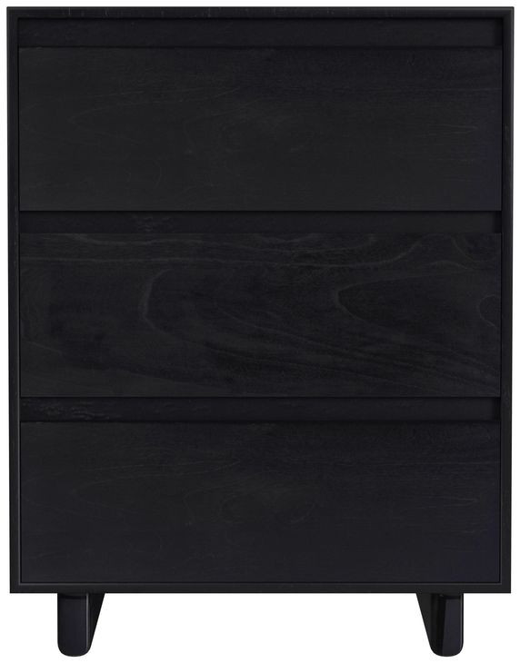 Halmstad Black 22" Panel 3 Drawer Narrow Nightstand