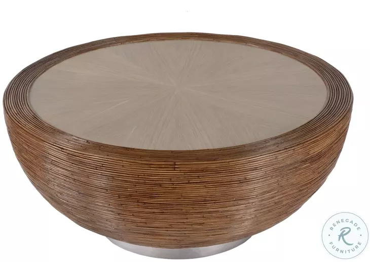 Harding Brown Rattan Drum Coffee Table