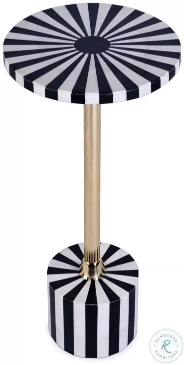 Zane Black And White Bone Inlay Round Side Table