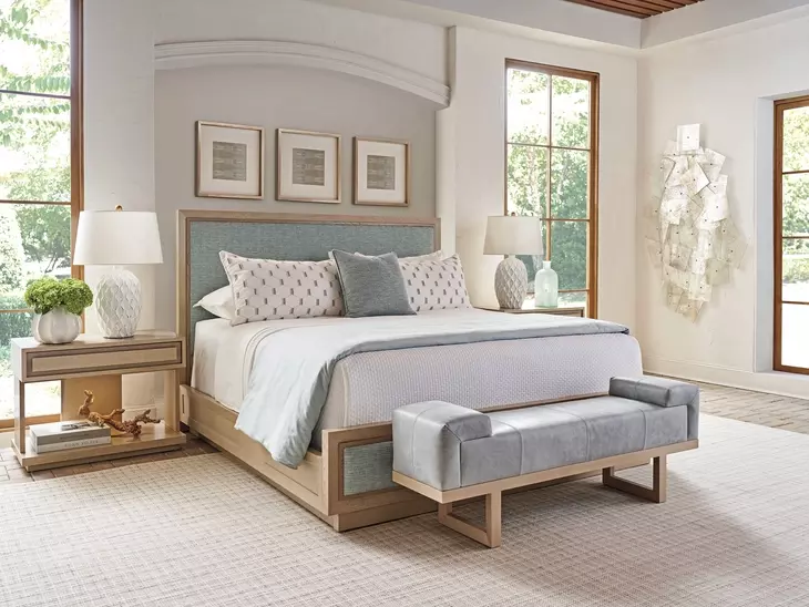 Sunset Key Abbott Gray Leather Upholstered 62" Bed Bench