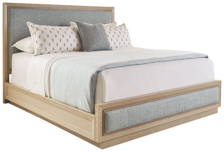 Sunset Key Grayson Sand Drift and Blue Queen Upholstered Panel Bed