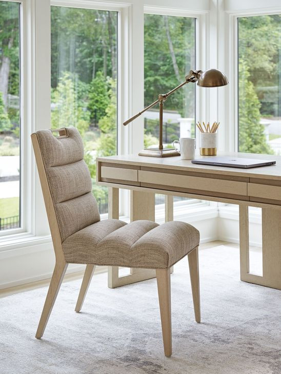 Sunset Key Aiden Channeled Tan Upholstered Side Chair