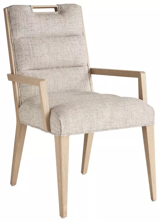Sunset Key Aiden Channeled Beige Upholstered Arm Chair