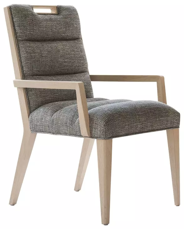 Sunset Key Aiden Channeled Gray Upholstered Arm Chair