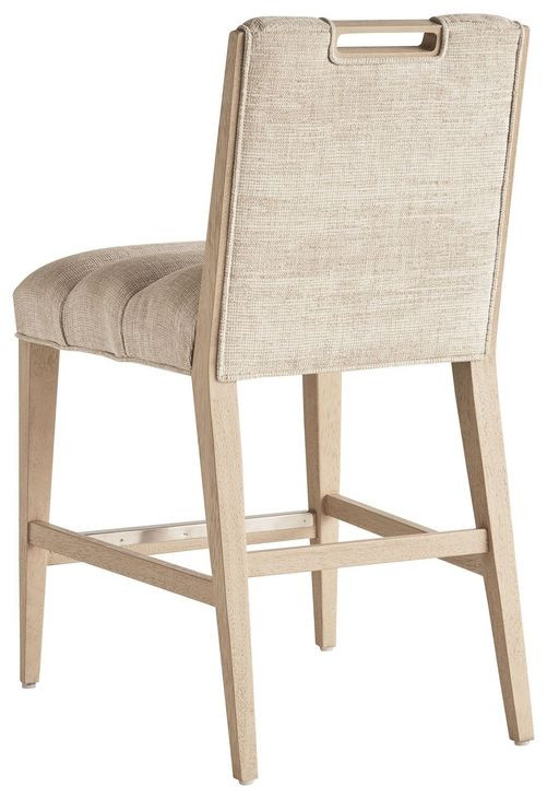 Sunset Key Greer Channeled Beige Upholstered Counter Height Stool