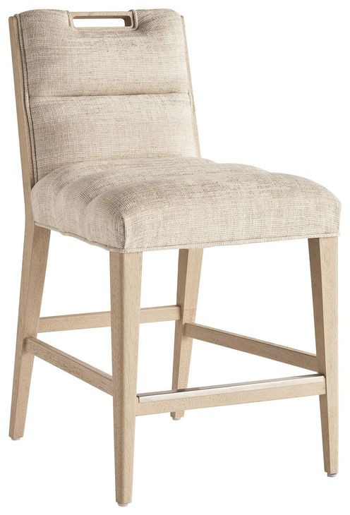 Sunset Key Greer Channeled Beige Upholstered Counter Height Stool