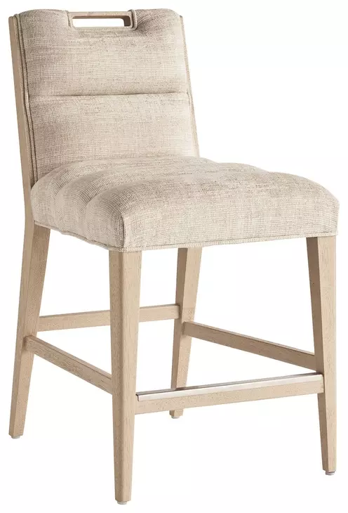 Sunset Key Greer Channeled Beige Upholstered Counter Height Stool