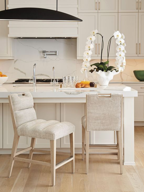 Sunset Key Greer Channeled Beige Upholstered Counter Height Stool