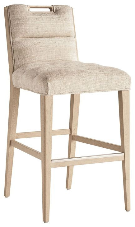 Sunset Key Greer Channeled Beige Upholstered Bar Stool
