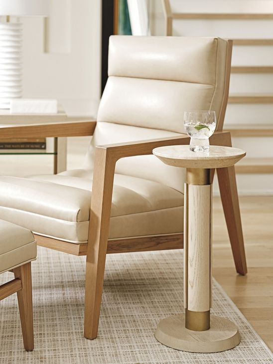 Sunset Key Hayley Beige Leather Upholstered Accent Chair