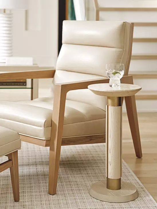 Sunset Key Hayley Beige Leather Upholstered Accent Chair