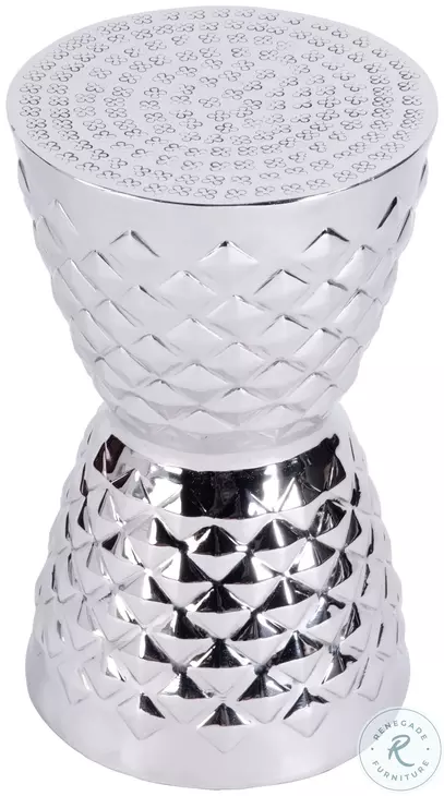 Hudson Polished Silver Drum End Table