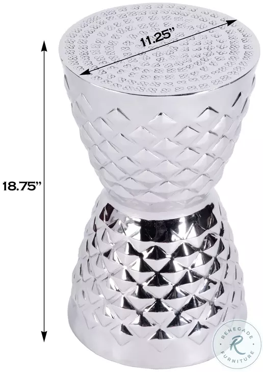 Hudson Polished Silver Drum End Table