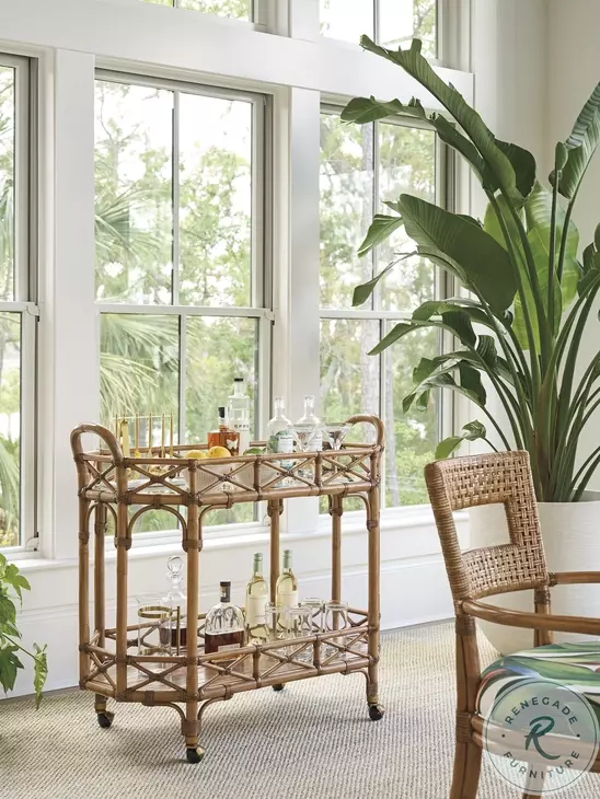 Key Biscayne Light Driftwood Nautilus Bar Cart