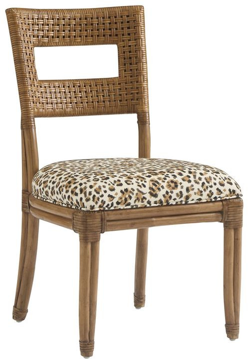 Key Biscayne Delano Brown and White Upholstered Side Chair