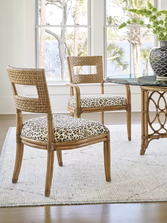 Key Biscayne Delano Brown and White Upholstered Side Chair