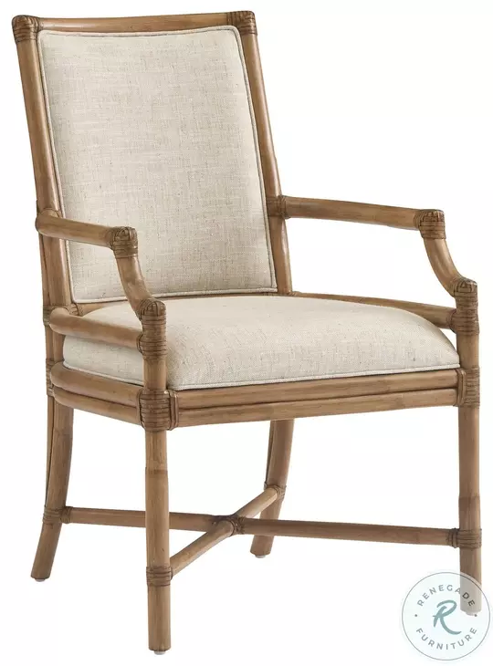 Key Biscayne Light Driftwood Oceanside Rattan Arm Chair
