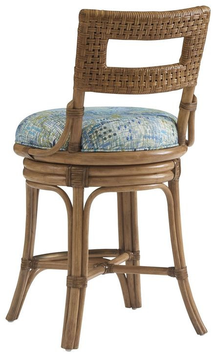 Key Biscayne Bay Harbour Green Upholstered Counter Height Stool