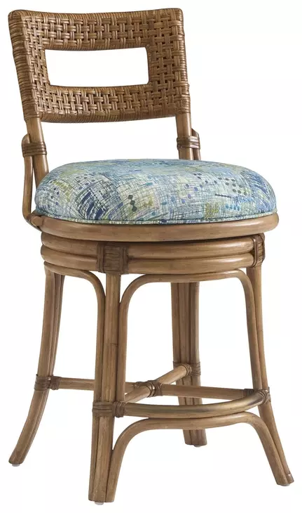 Key Biscayne Bay Harbour Green Upholstered Counter Height Stool