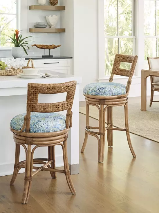 Key Biscayne Bay Harbour Green Upholstered Counter Height Stool