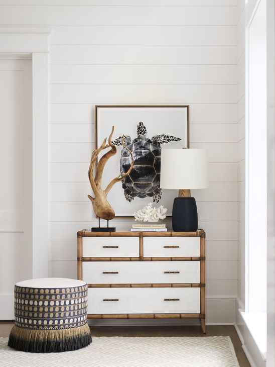 Key Biscayne Lamar Brown and Black Upholstered Round Swivel Ottoman with Nailhead Trim