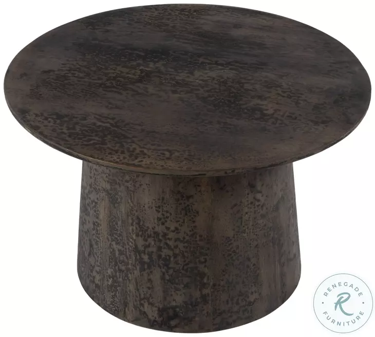 Hattie Antique Walnut Drum Cocktail Table