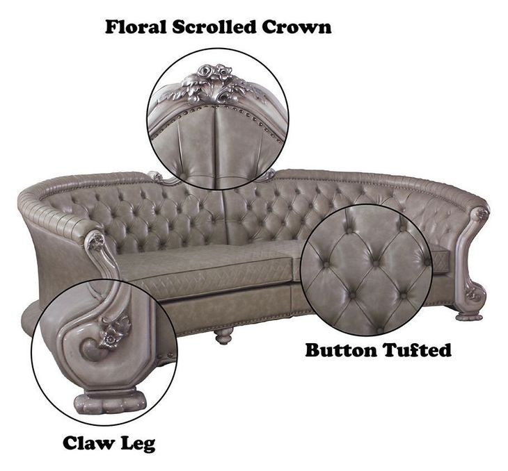 Dresden Gray 113" Sofa with Nailhead Trim