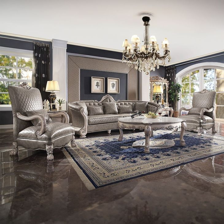 Dresden Gray 113" Sofa with Nailhead Trim