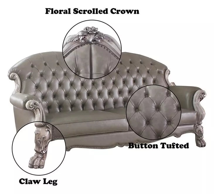 Dresden Gray 96" Sofa with Nailhead Trim
