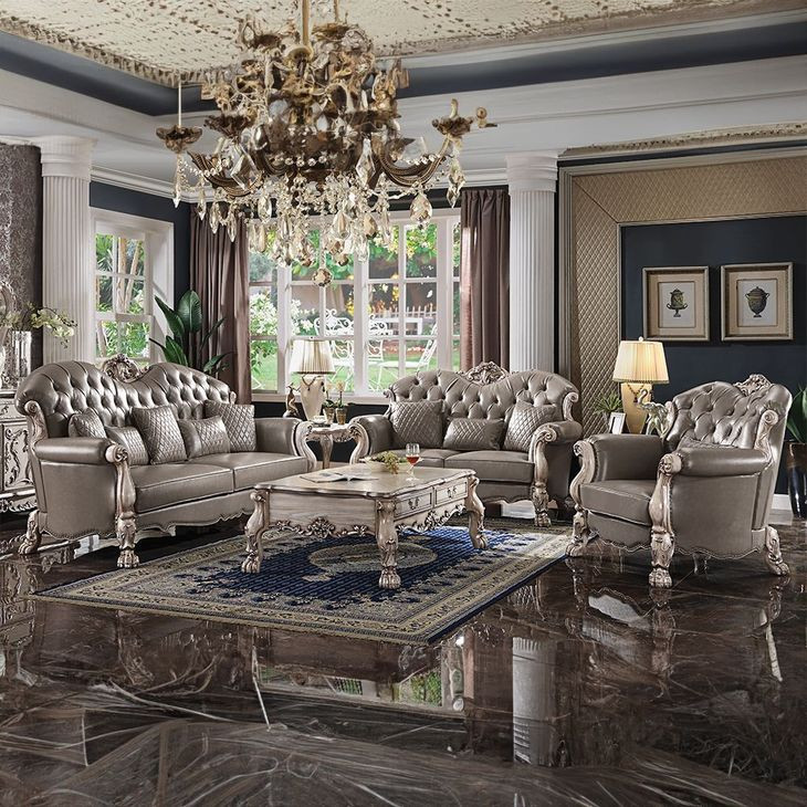 Dresden Gray 71" Loveseat with Pillow and Nailhead Trim