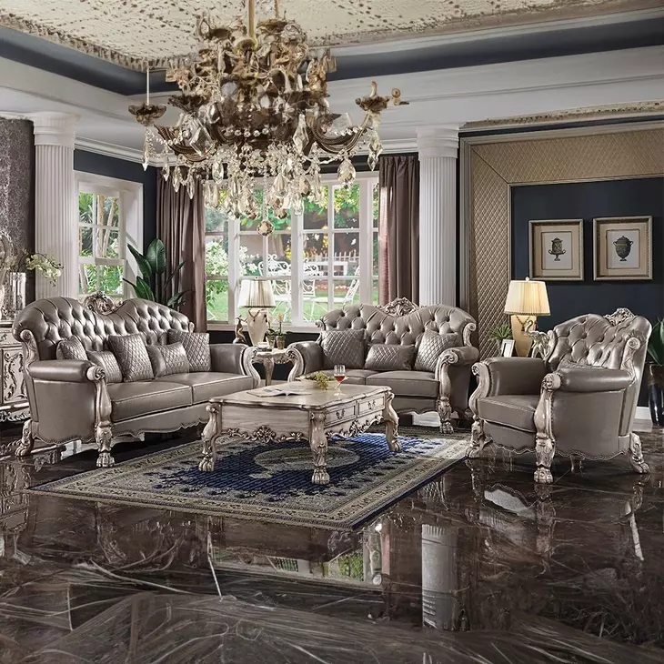 Dresden Gray 71" Loveseat with Pillow and Nailhead Trim
