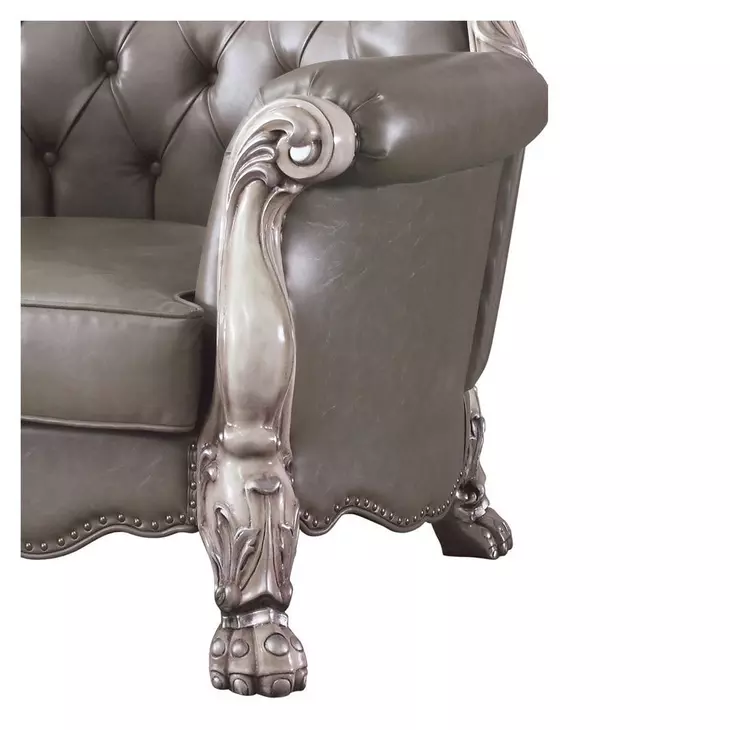 Dresden Gray Upholstered Accent Chair with 1 Pillow and Nailhead Trim