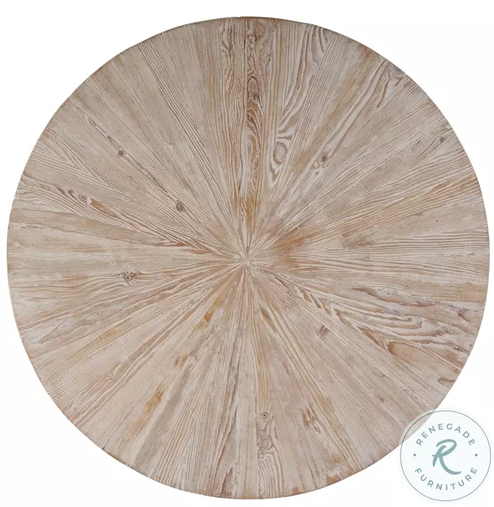 Akemi White Washed Brown Round Cocktail Table